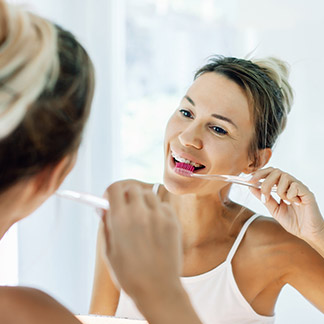 brushing and flossing